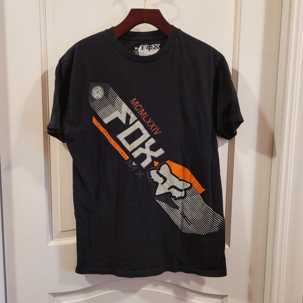 Mens Fox T-shirt Black Gray Orange, Size M